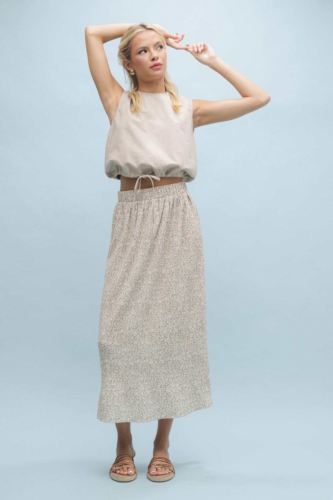 Winter Bloom Floral Crinkled Skirt