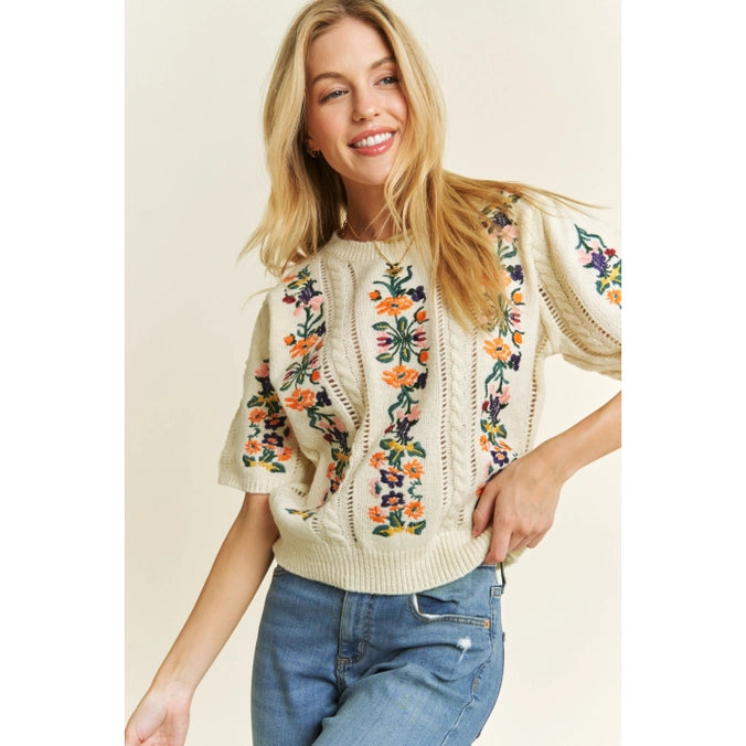 Garden Grace Embroidered Sweater