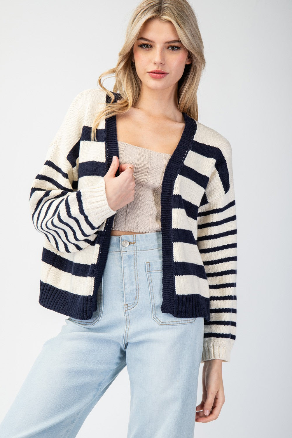 Simple in Stripes Cropped Cardigan