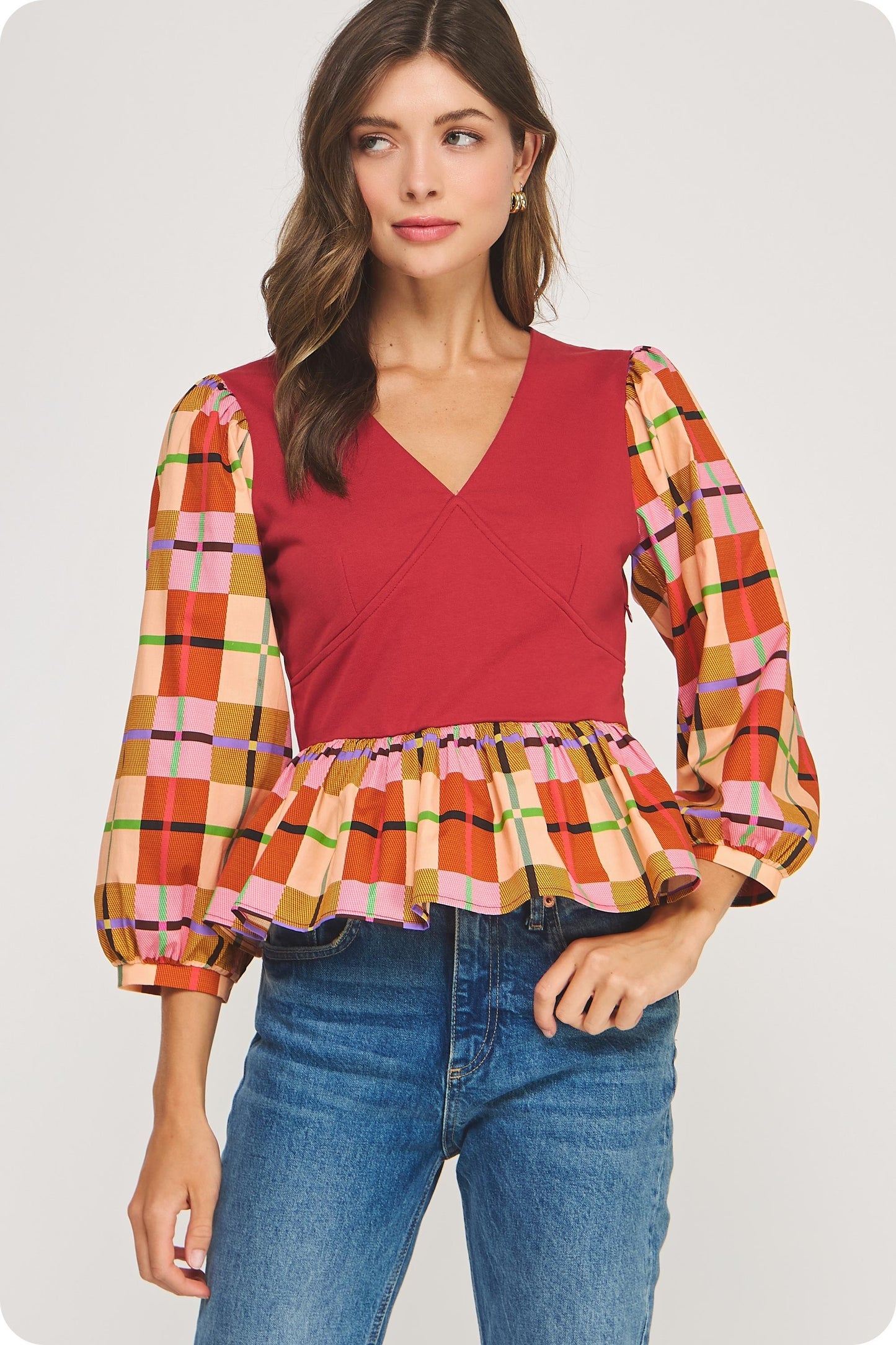 Pumpkin Patchwork Knit Top
