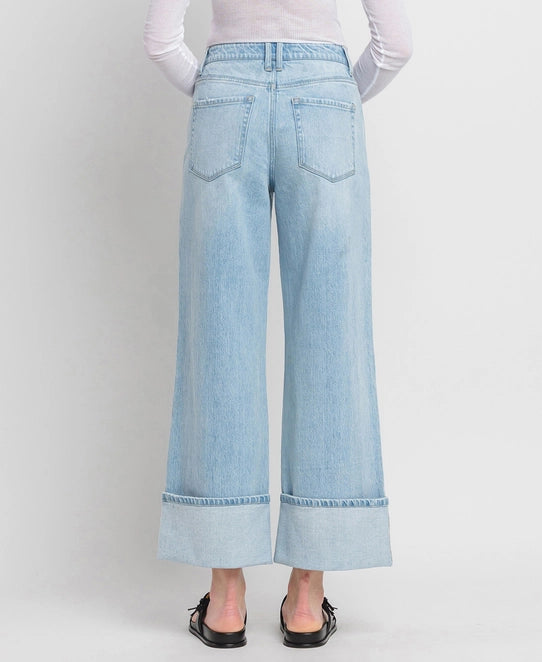 Nicole Super High Rise Cuff Baggy Wide Jeans