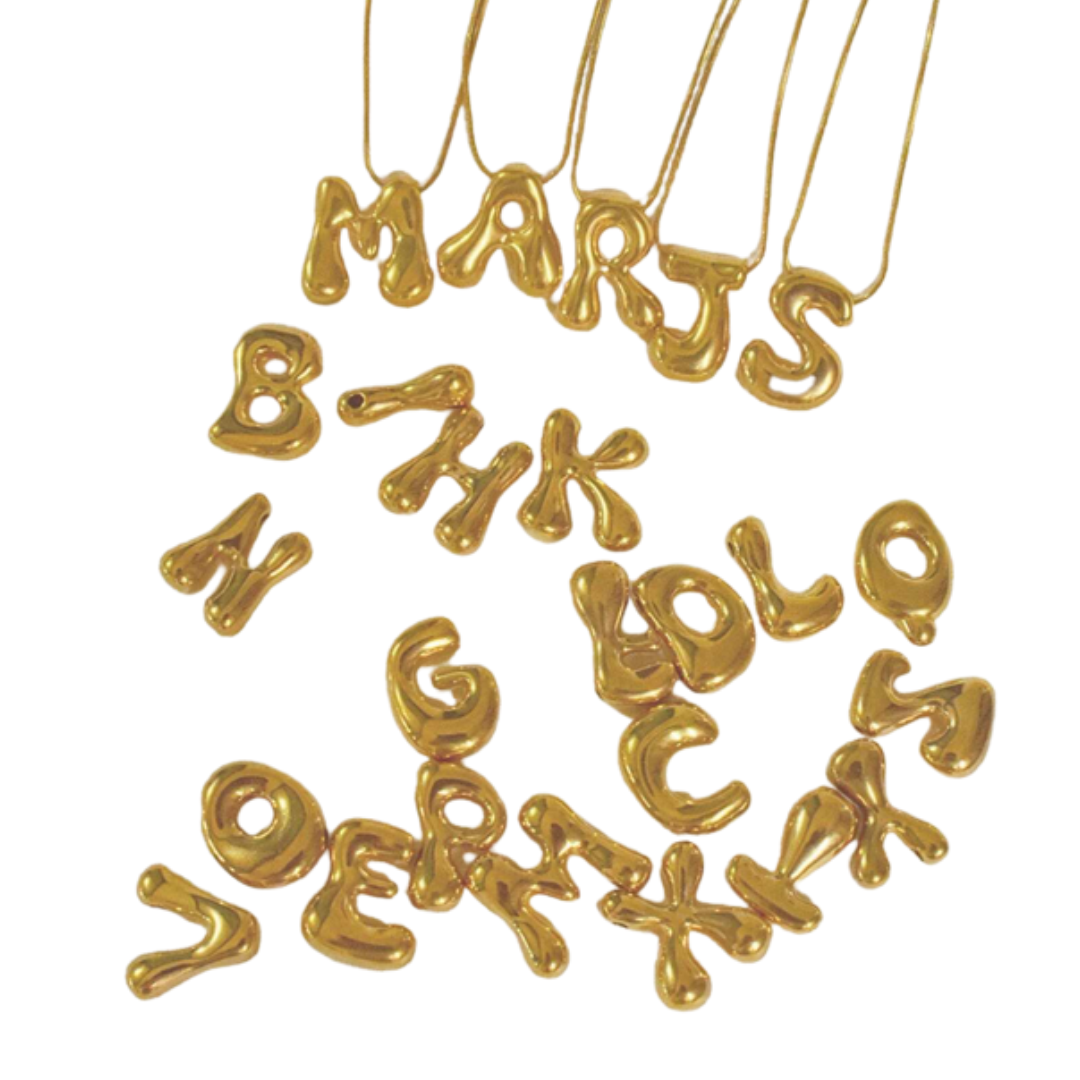 Bubble Initial Snake Chain Necklace