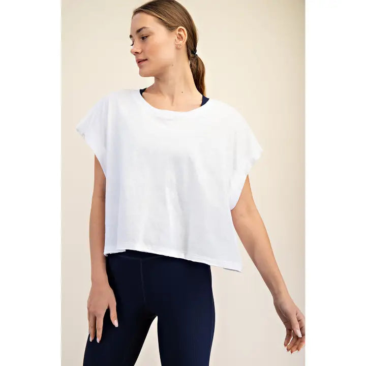 Cotton Curve Slub Open Back Top