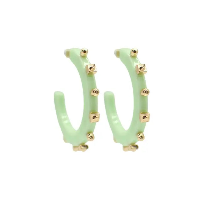 Solid Jewel Hoop - Matcha