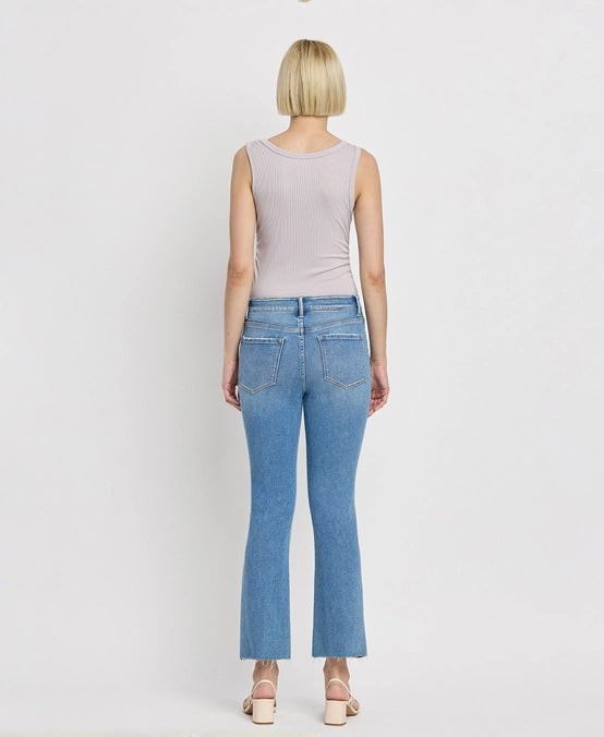Austyn High Rise Raw Hem Crop Flare Jeans