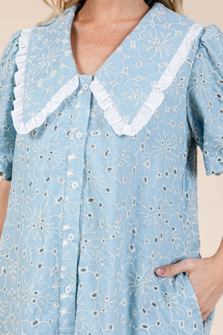 Petal Pusher Eyelet Mini Dress