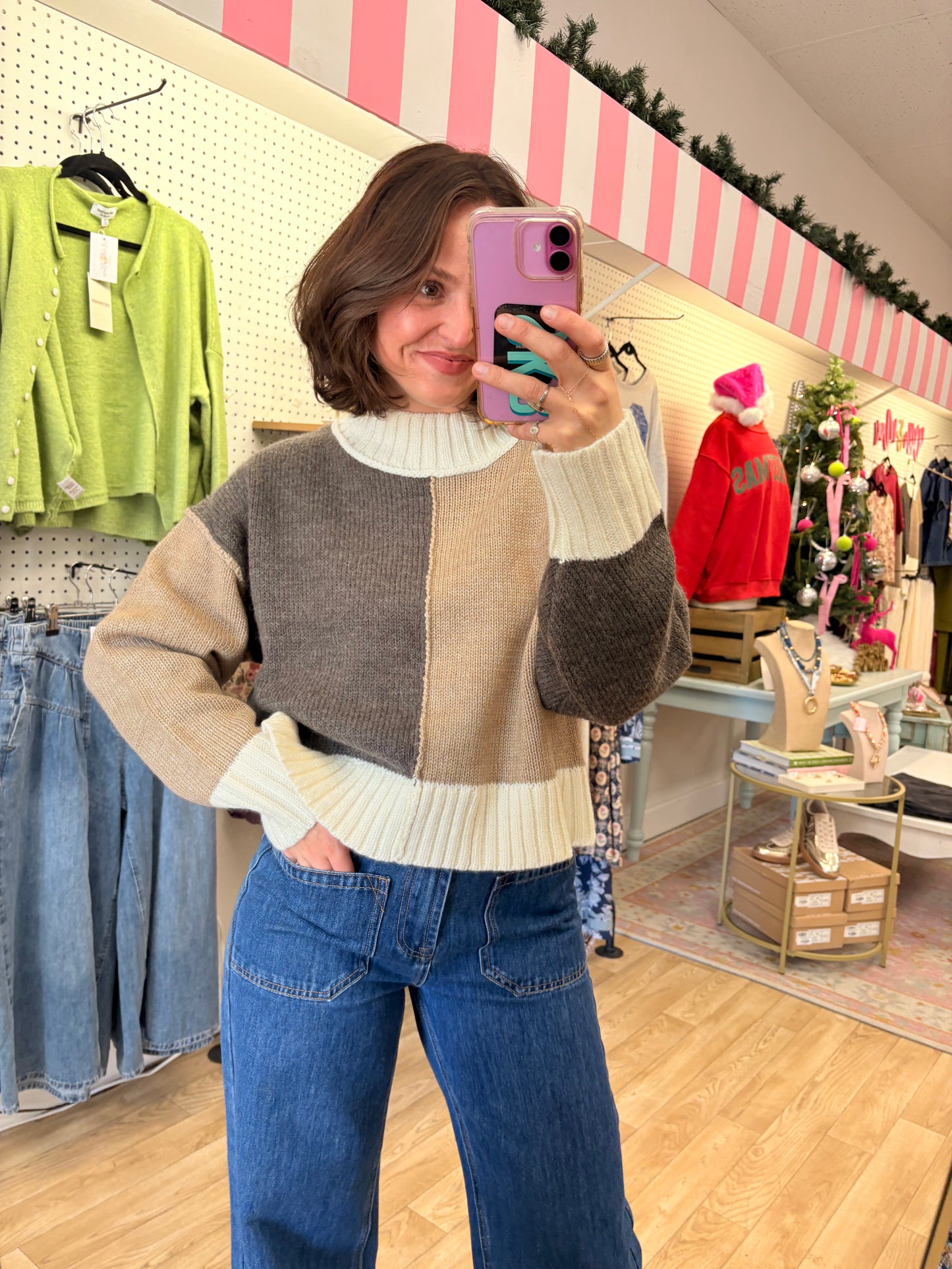 Cozy Contrast Knit Sweater