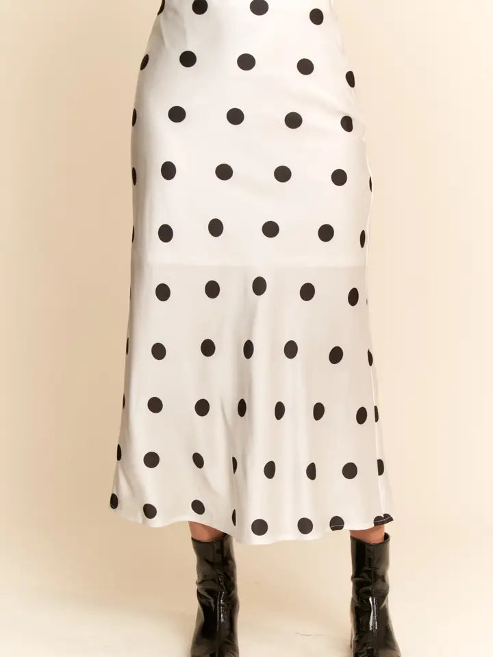 Dotted Charm Polka Dot Satin Skirt