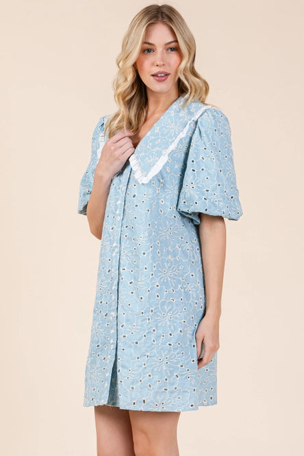 Petal Pusher Eyelet Mini Dress