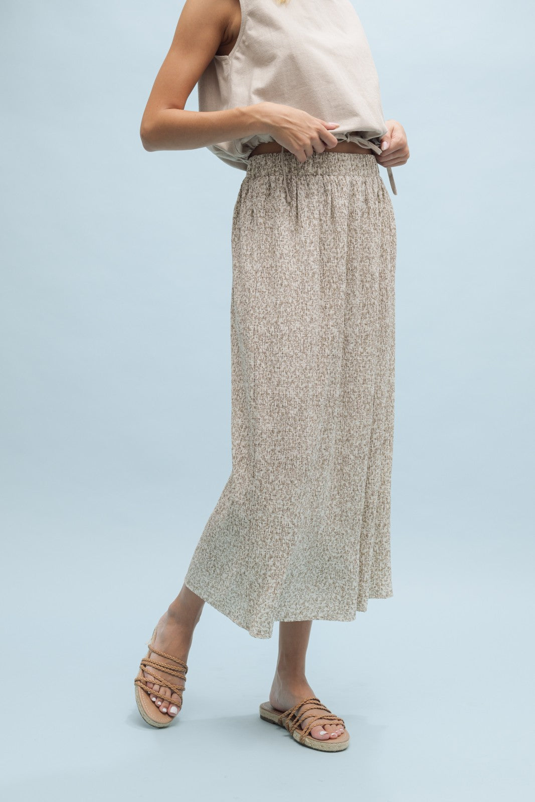 Winter Bloom Floral Crinkled Skirt