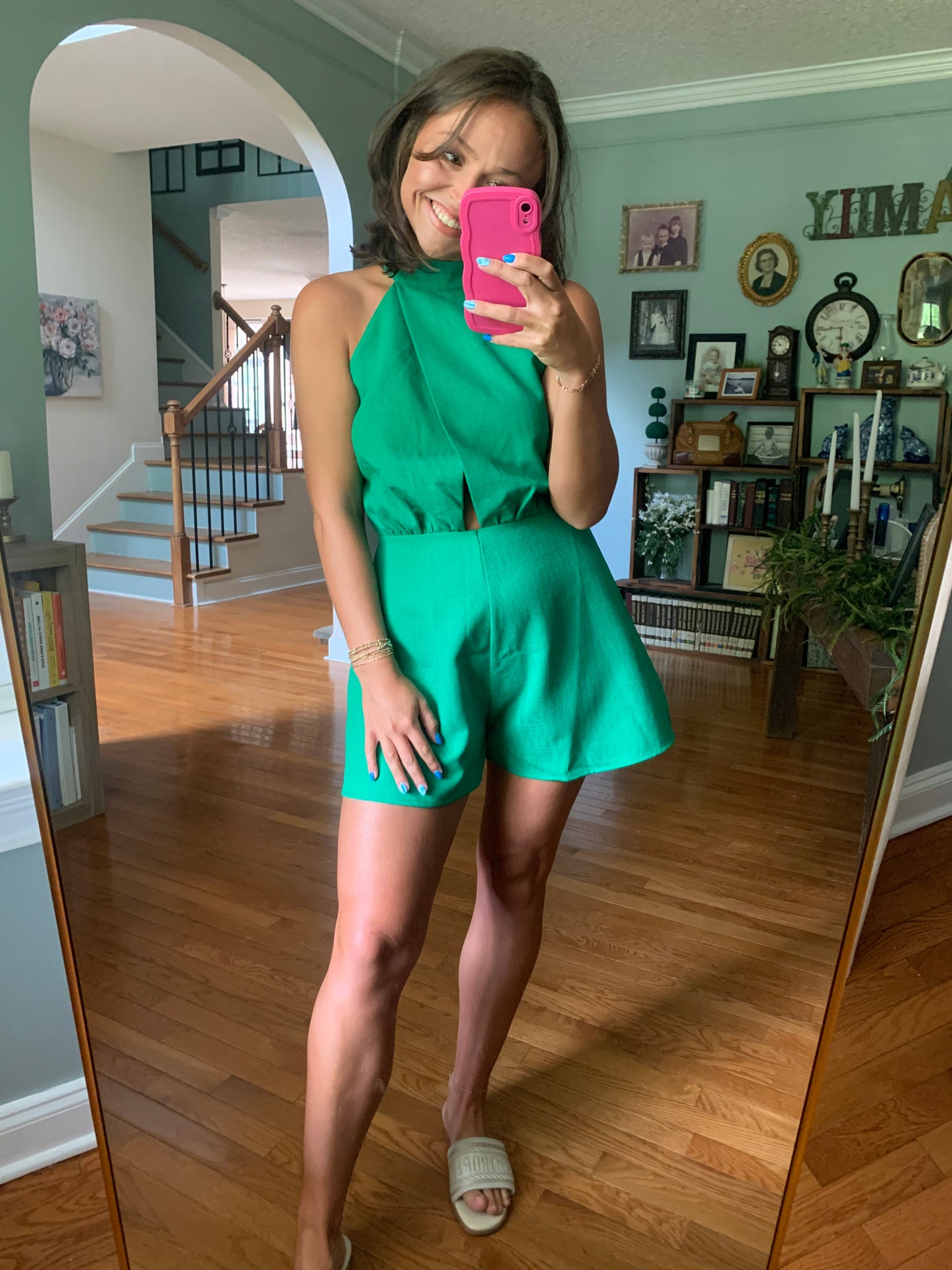 Summer Greens Halter Romper
