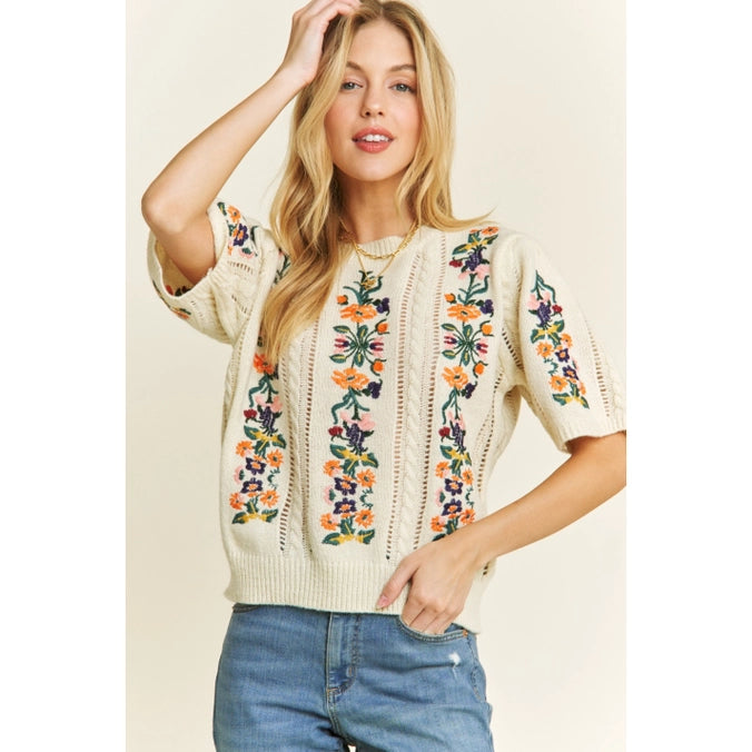 Garden Grace Embroidered Sweater