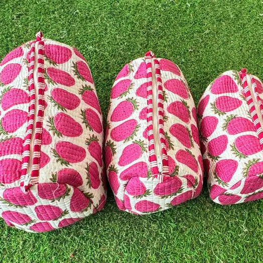 Berry Necessary Quilted Cosmetic Bag Set