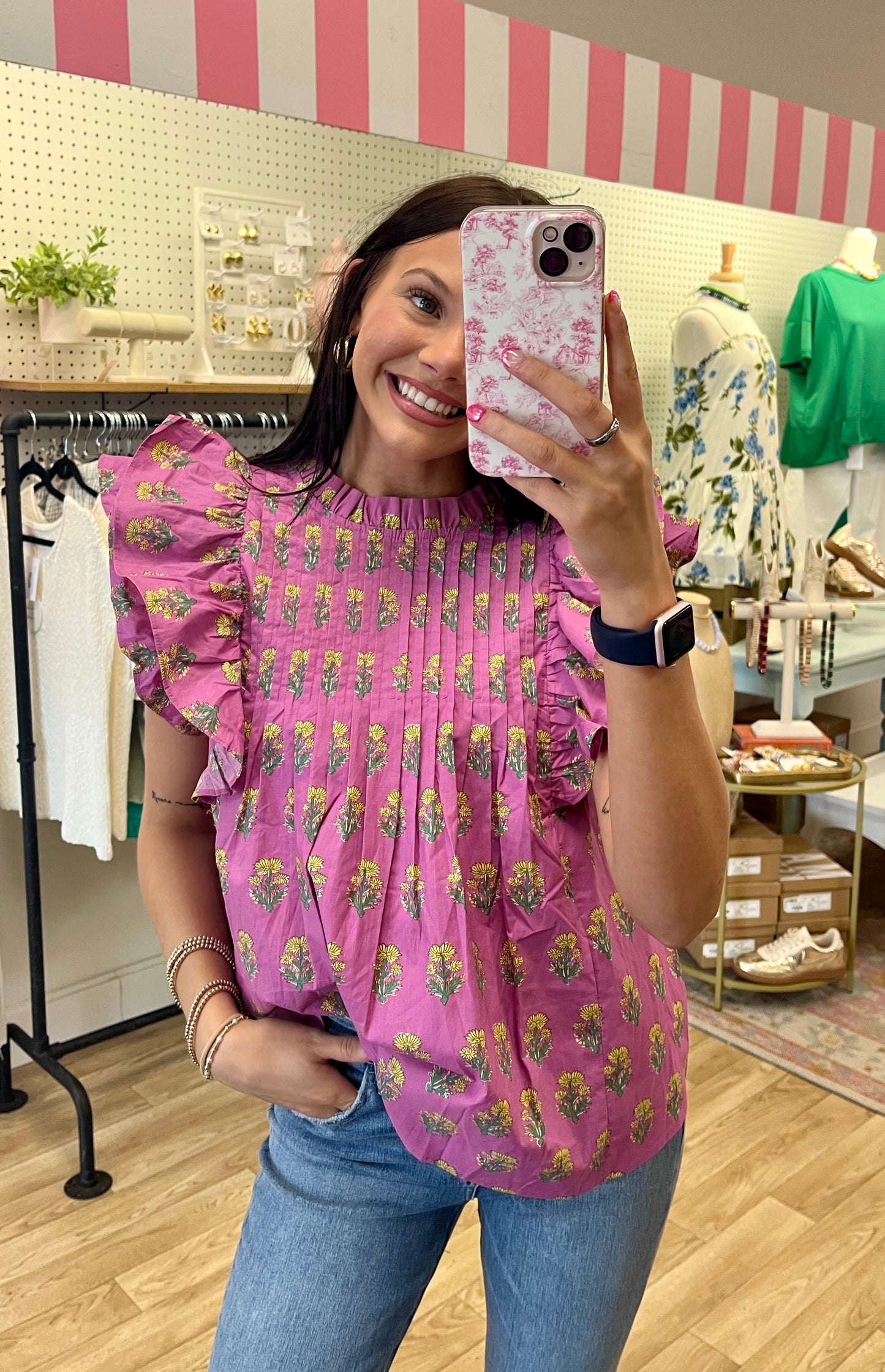 Petal Palette Ruffled Blouse