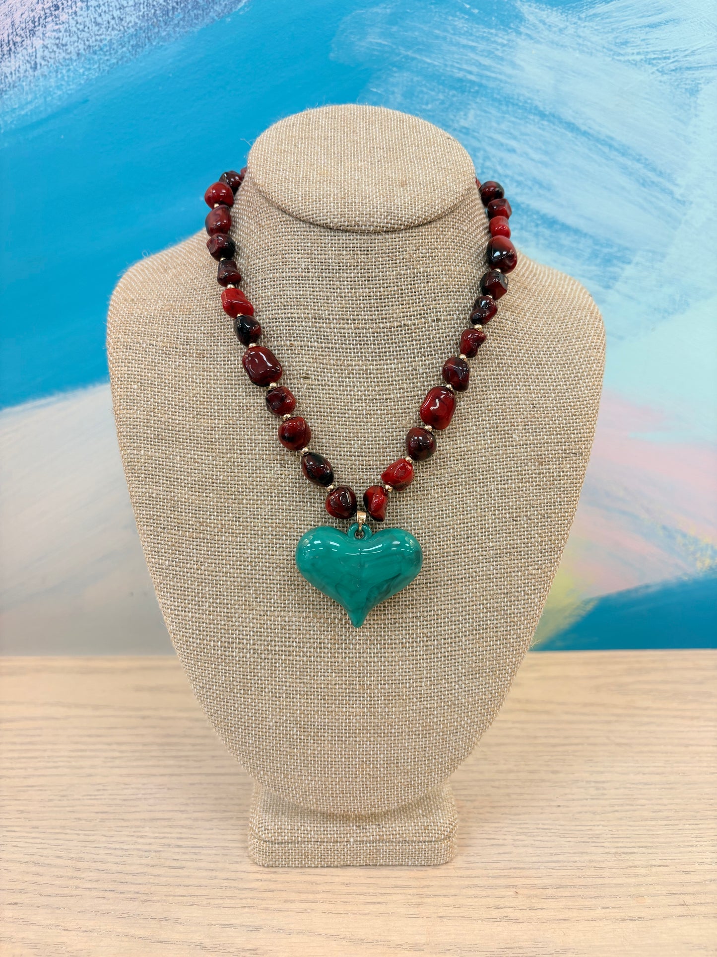 Rosalyn Resin Beaded Heart Necklace