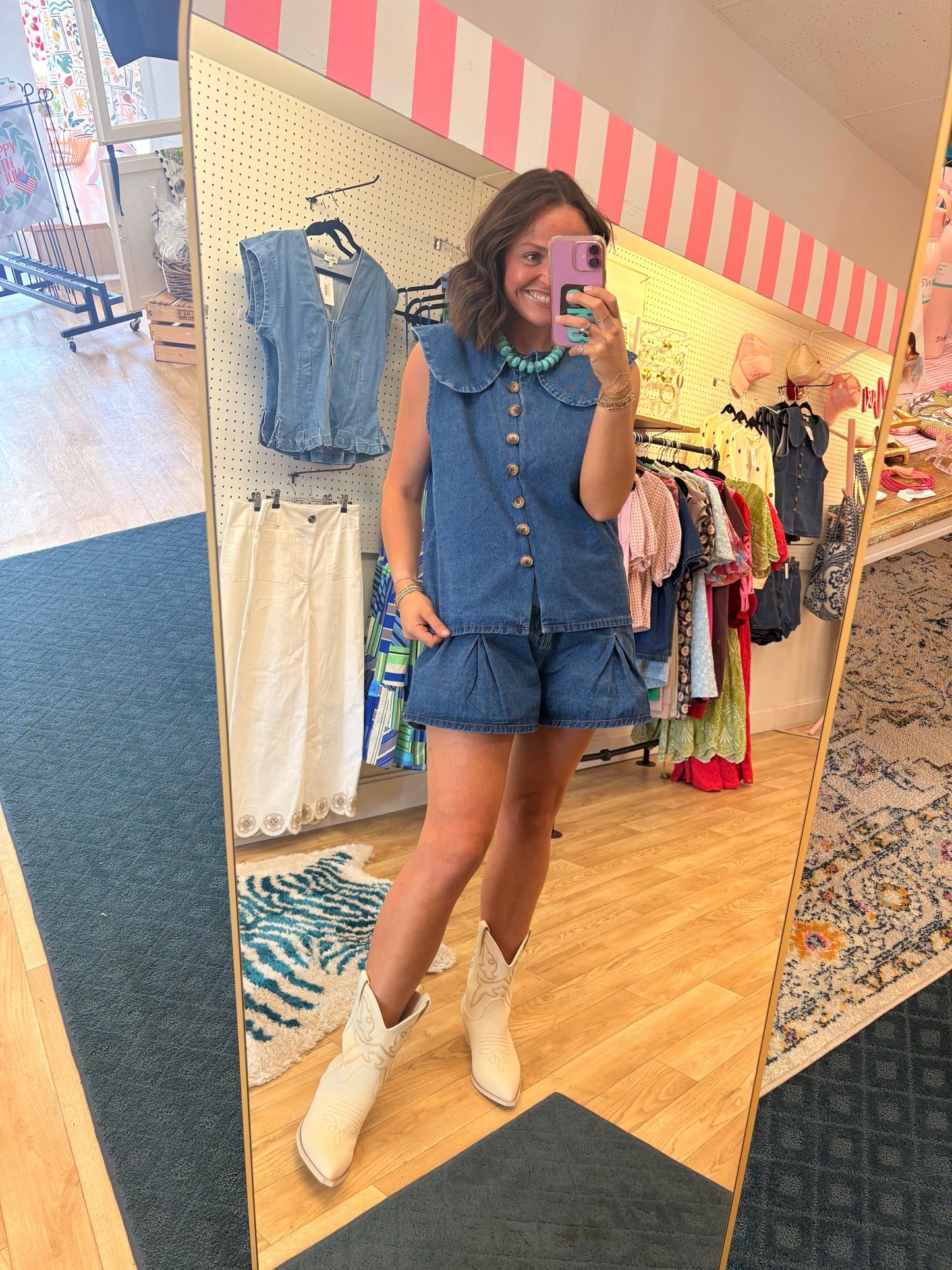 The City Walk Denim Collared Top