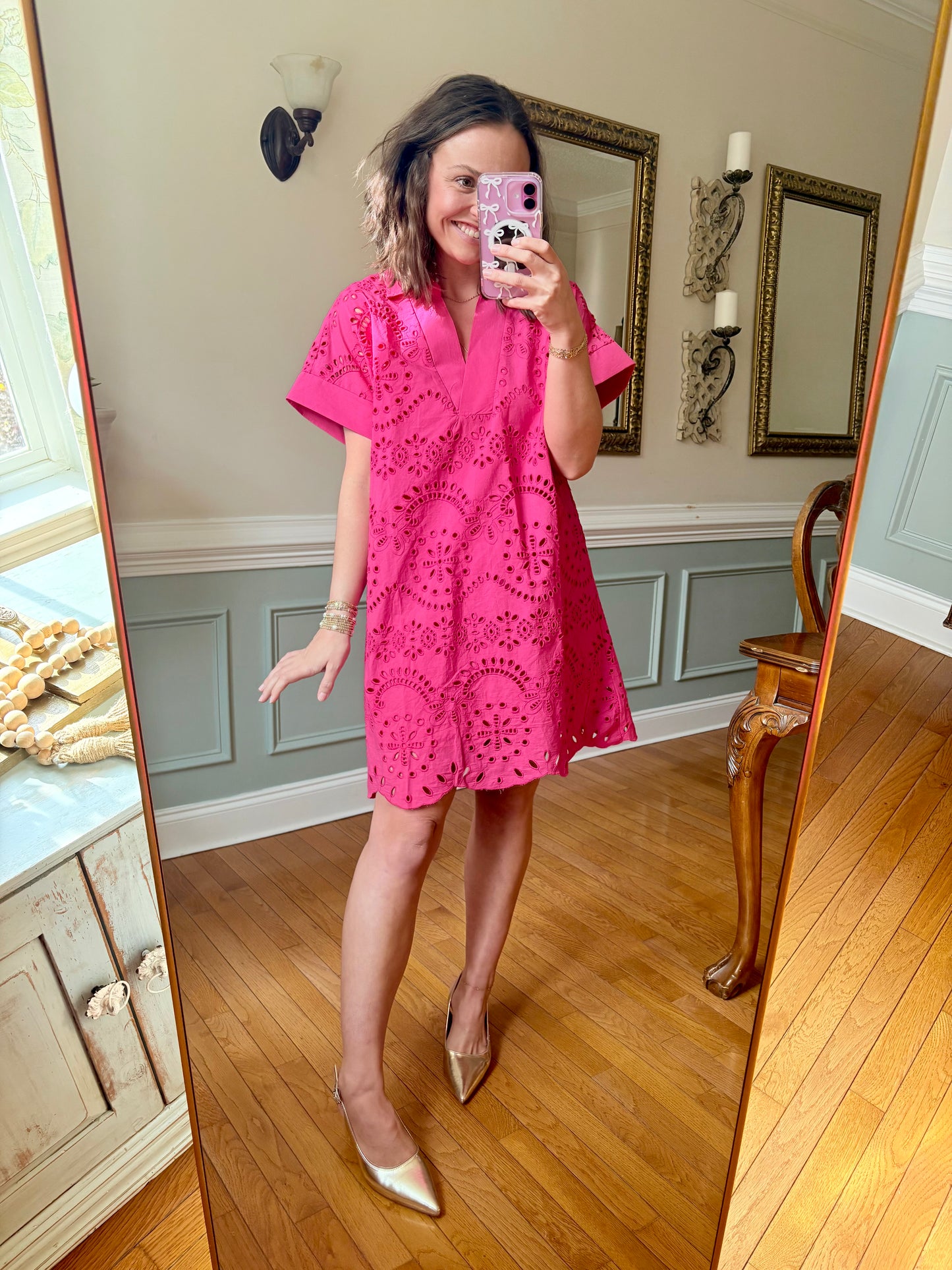 Pink it Over Collared Dress