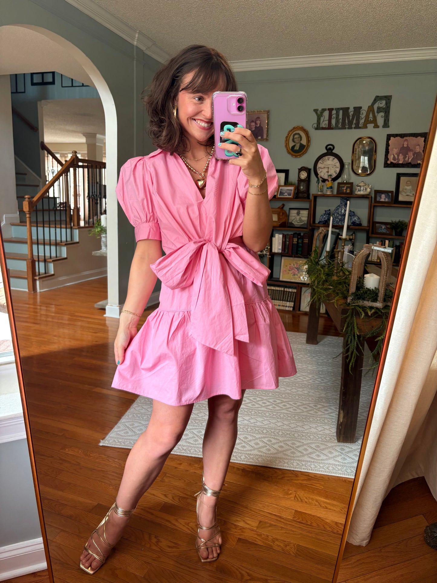 Tickled Pink Poplin Mini Dress