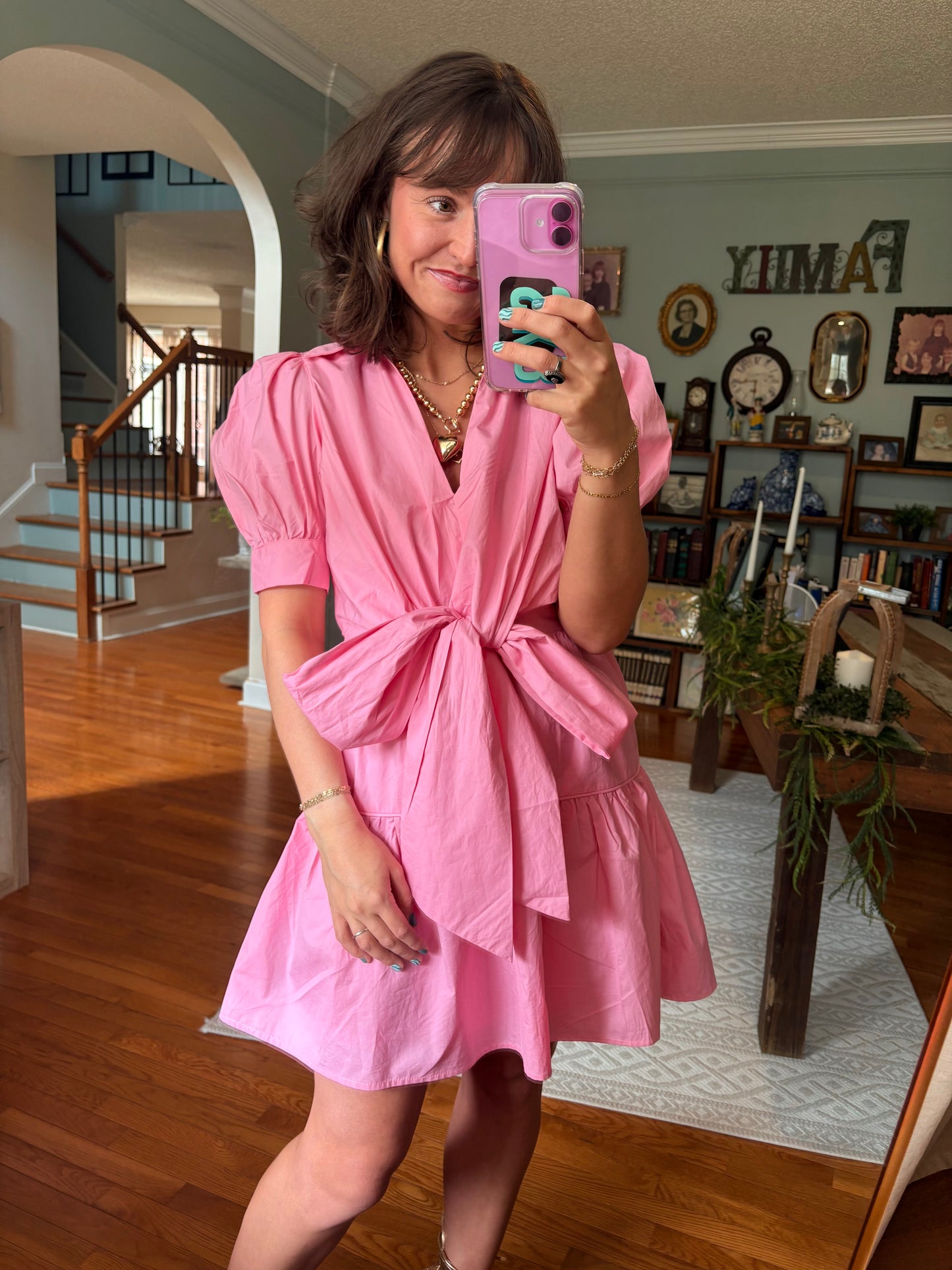Tickled Pink Poplin Mini Dress