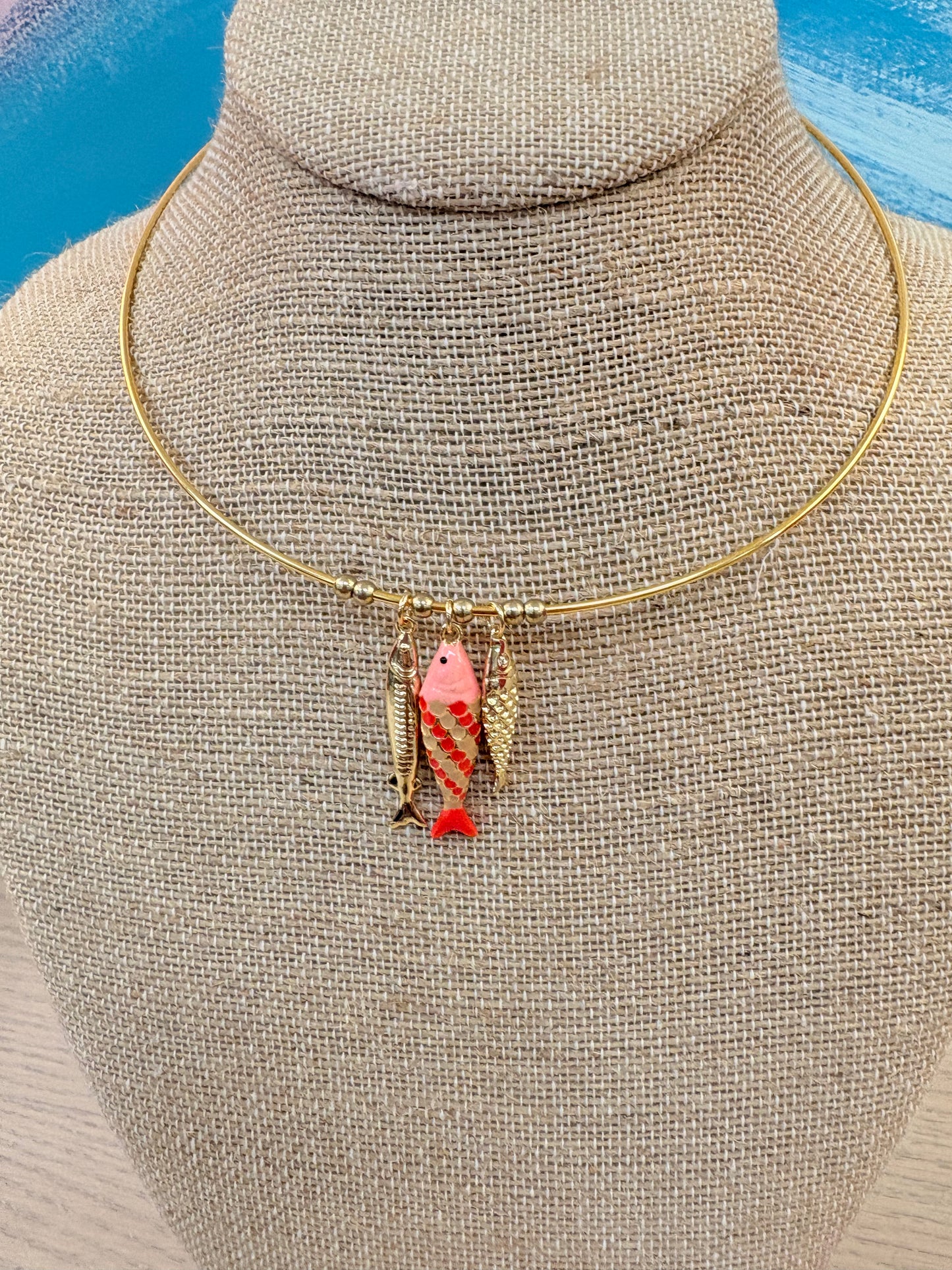 Tilly Fish Charm Choker - Pink