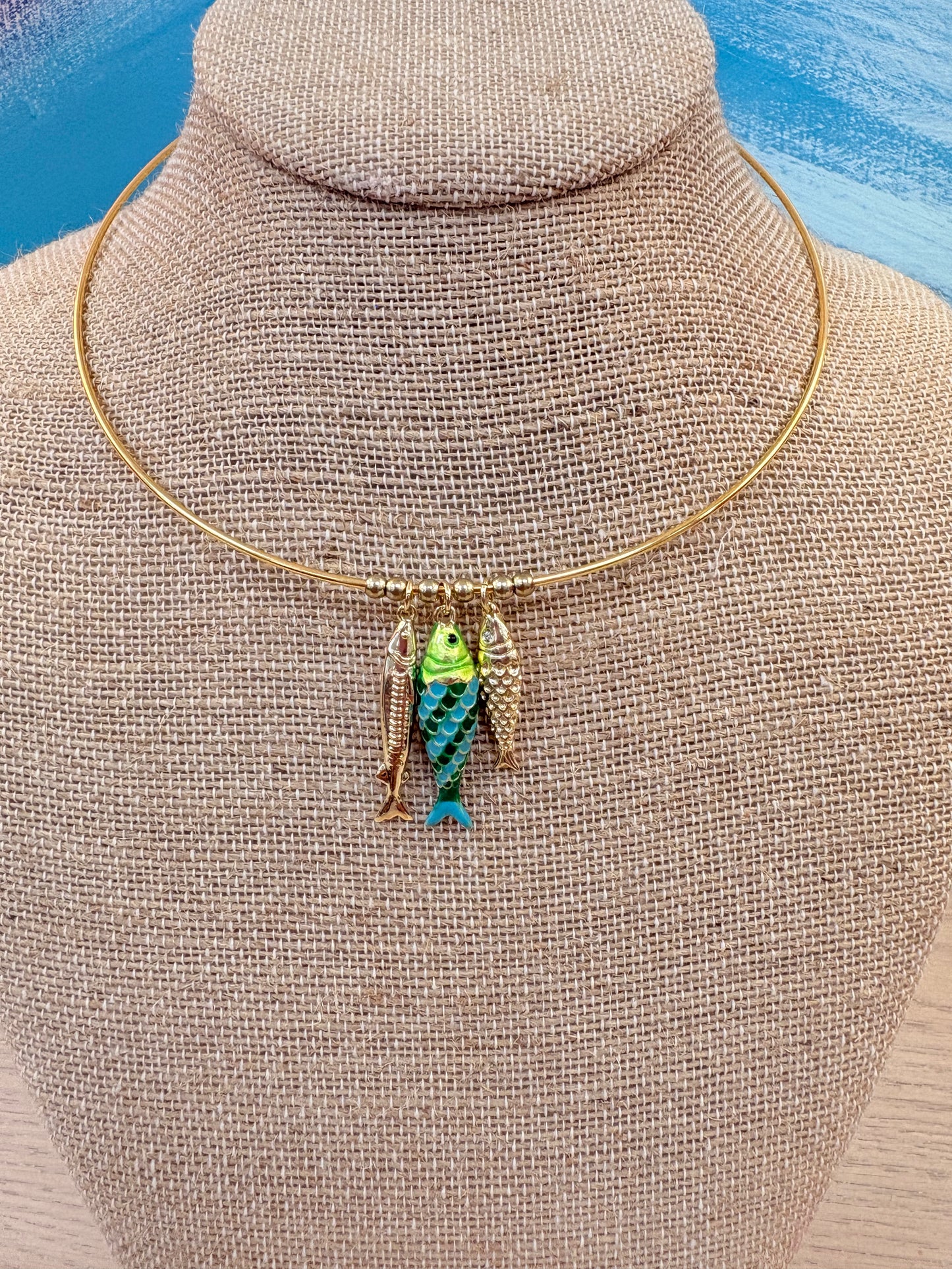 Tilly Fish Charm Choker - Green