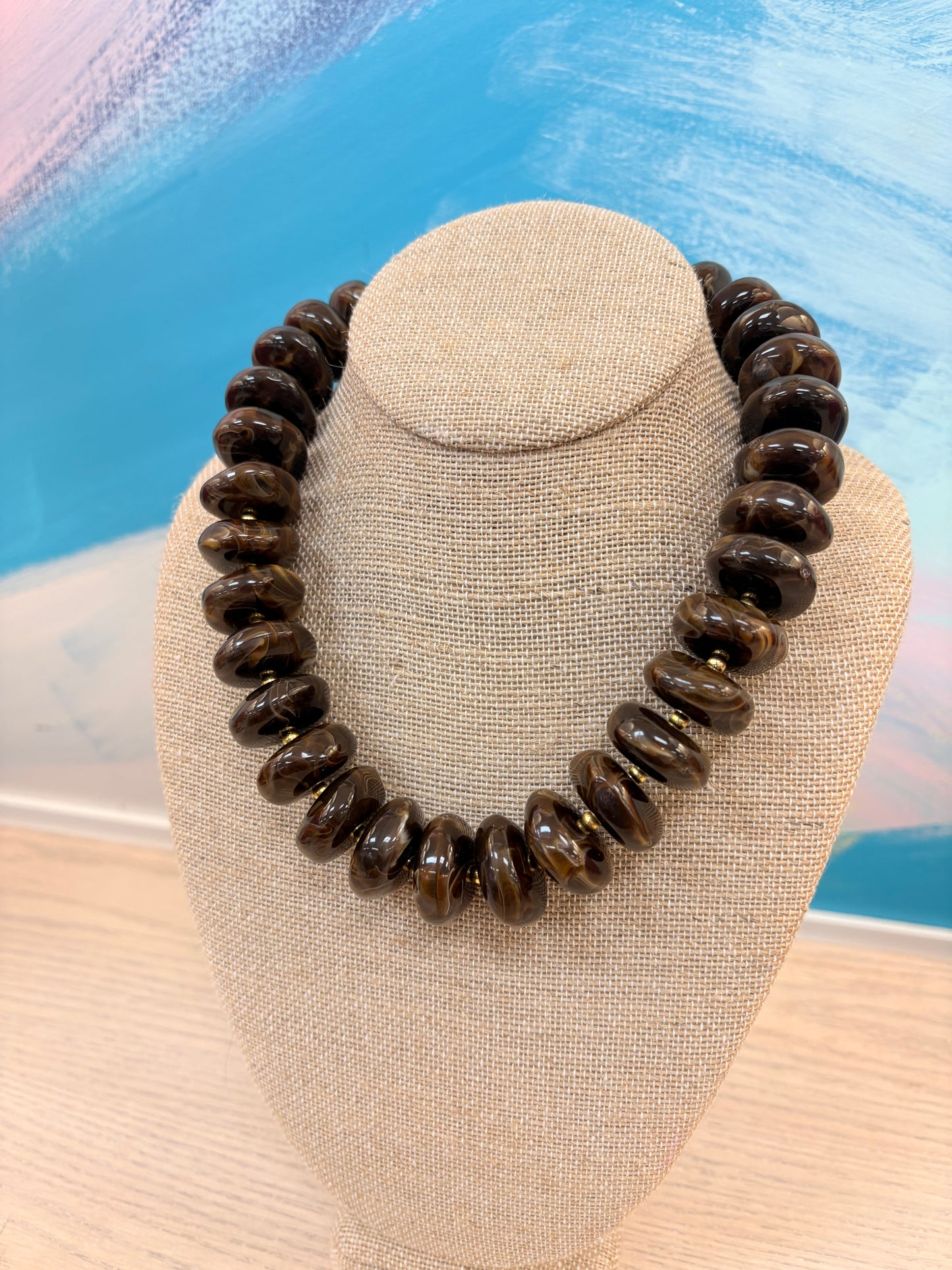 Fable Resin Beaded Necklace - Mocha