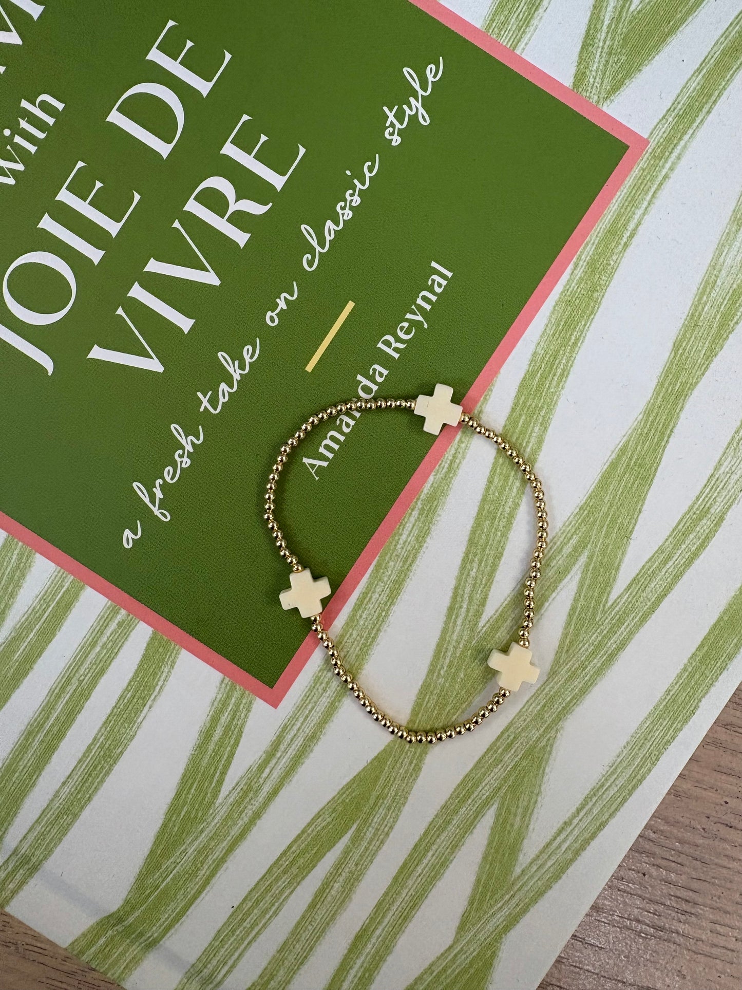 Sage 2mm Cross Bracelet