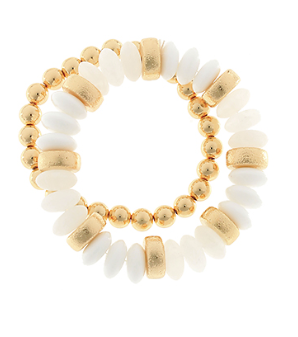 Rondelle 2 Row Color Beads Bracelet