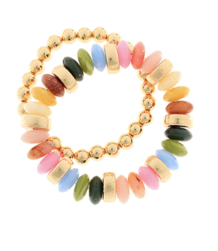 Rondelle 2 Row Color Beads Bracelet