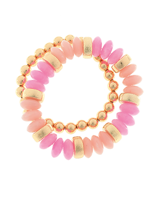 Rondelle 2 Row Color Beads Bracelet
