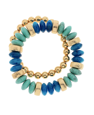 Rondelle 2 Row Color Beads Bracelet