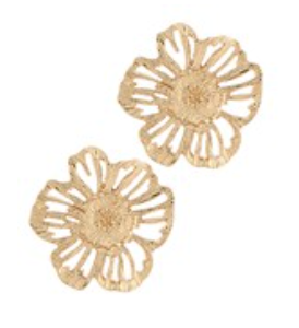 Lilah Flower Textured Metal Earrings