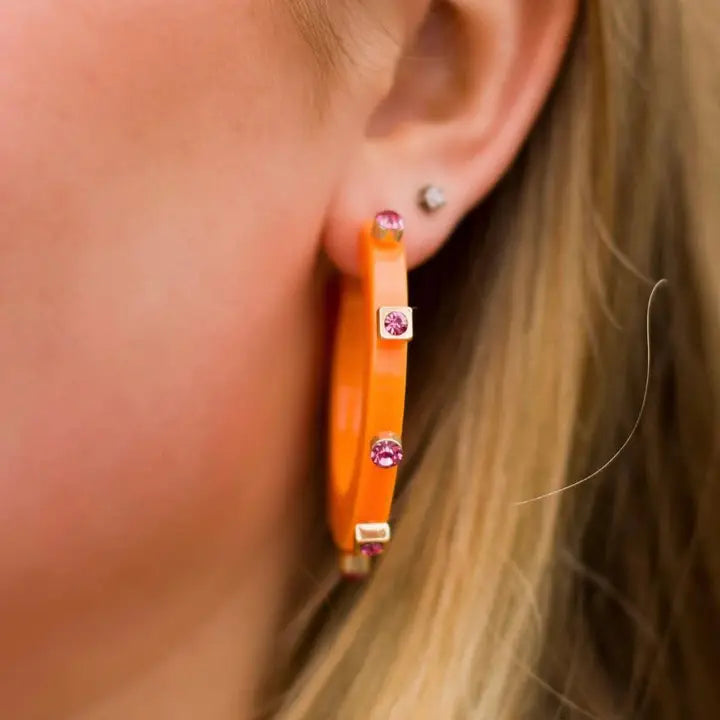 City Girl Jewel Hoop - Tangerine Pink