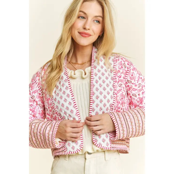 Paisley Path Quilted Cropped Jacket