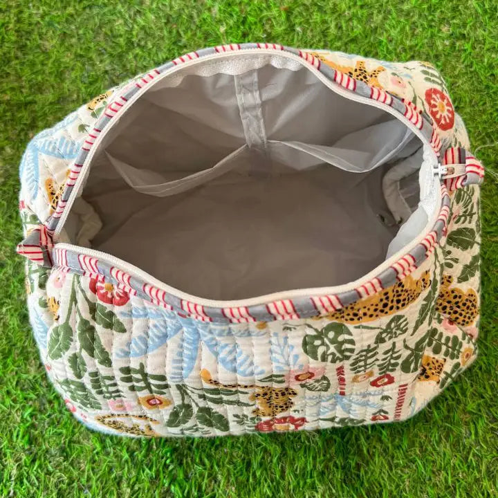 Leopard in Bloom Quilted Cosmetic Bag Set
