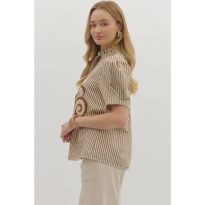Pinstripe Poetry Buttoned Top