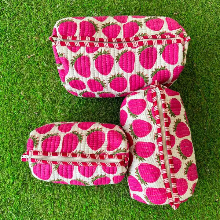 Berry Necessary Quilted Cosmetic Bag Set