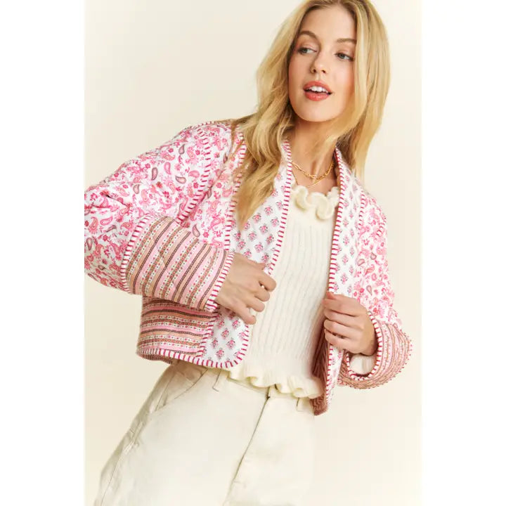 Paisley Path Quilted Cropped Jacket