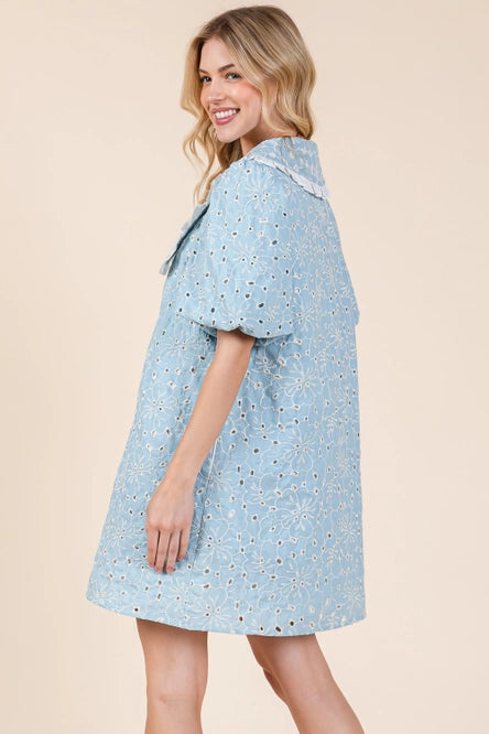 Petal Pusher Eyelet Mini Dress