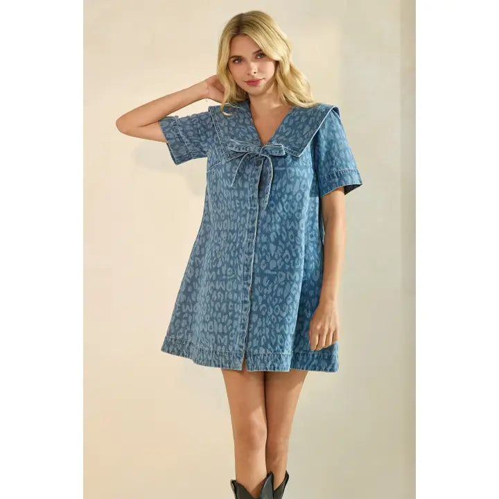 Spotted in Denim Leopard Mini Dress