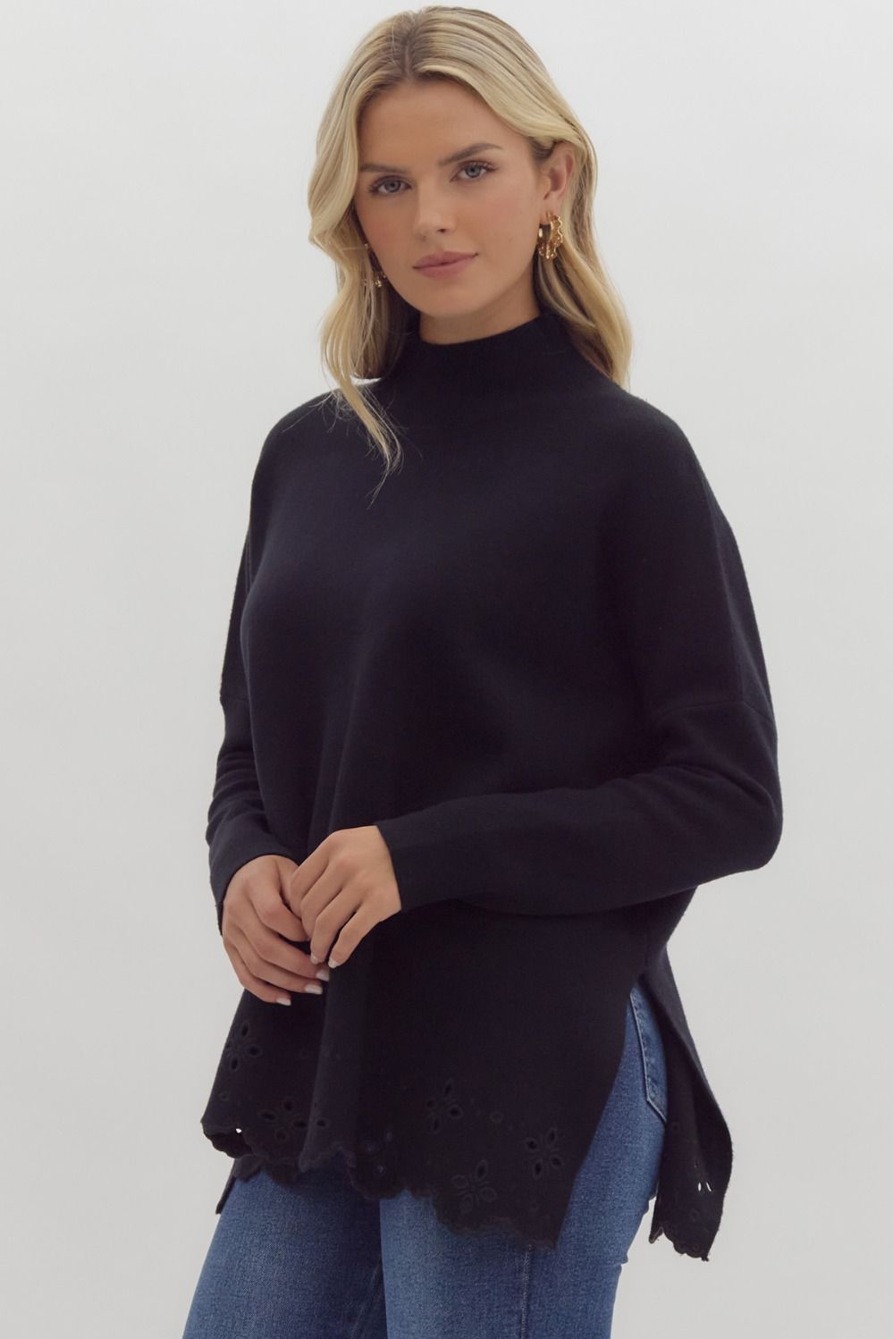 Modern Mock Neck Knit Sweater