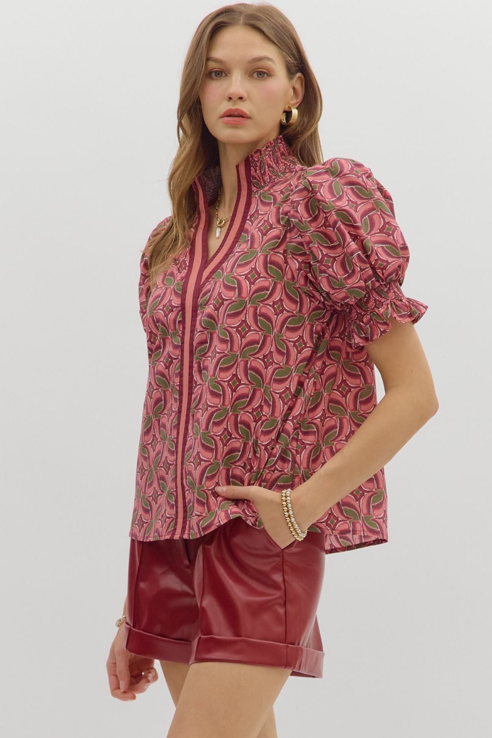Abstract Whim Smocked Top