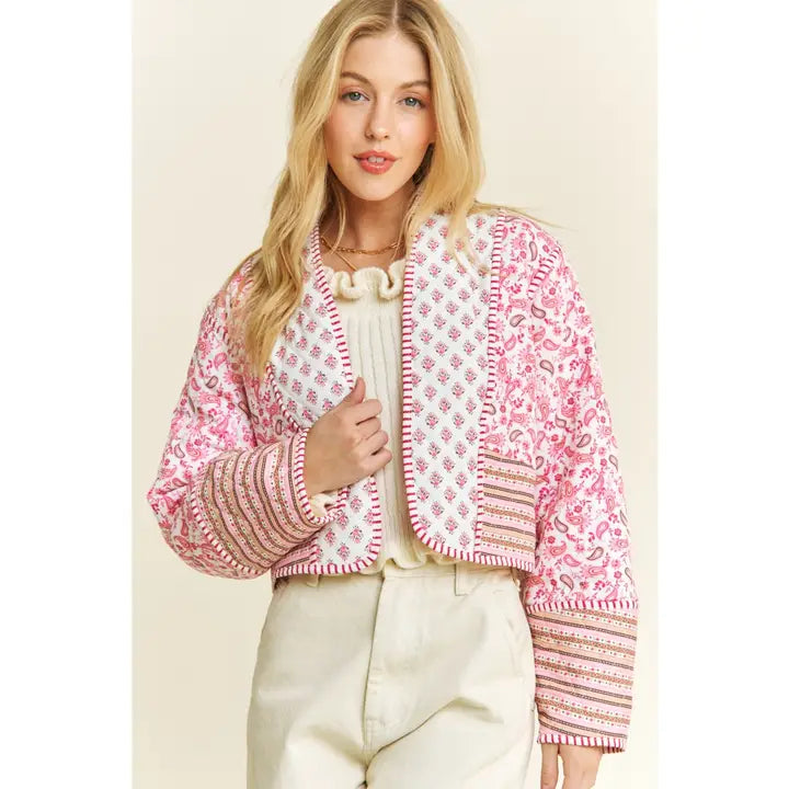 Paisley Path Quilted Cropped Jacket