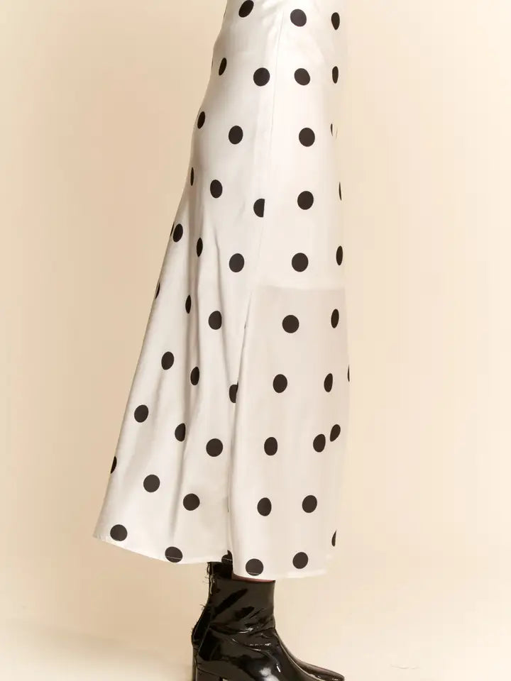 Dotted Charm Polka Dot Satin Skirt