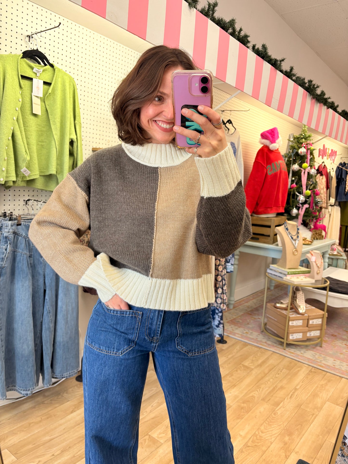 Cozy Contrast Knit Sweater