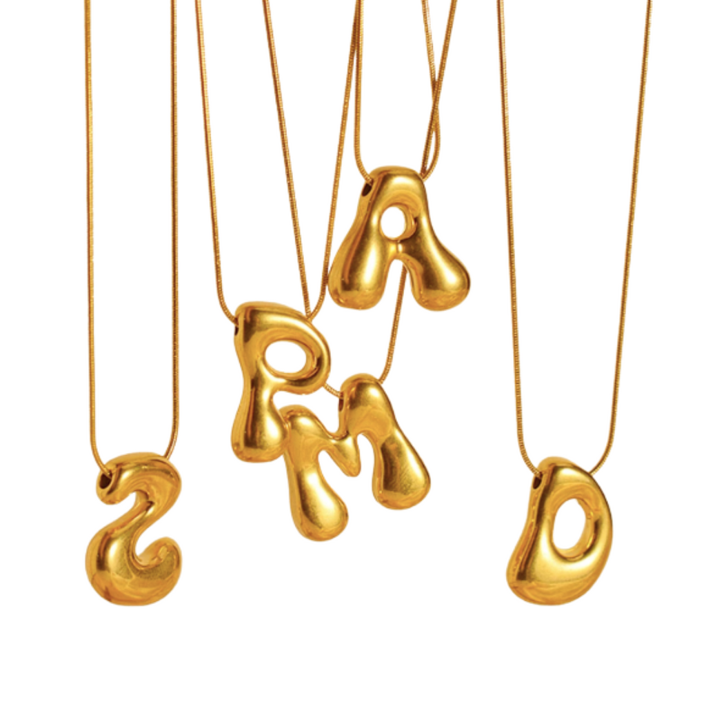 Bubble Initial Snake Chain Necklace