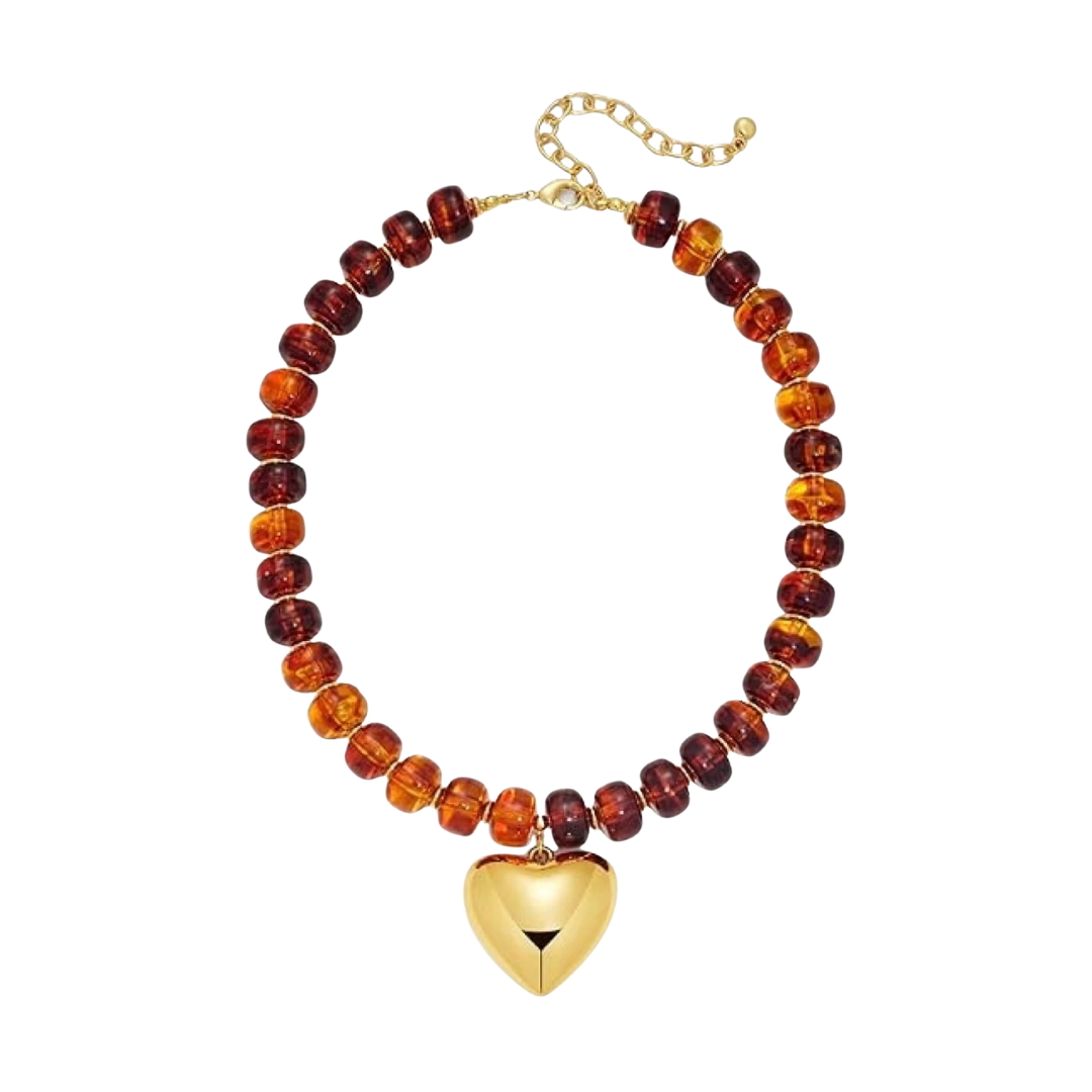 Kindra Heart Pendant Beaded Necklace