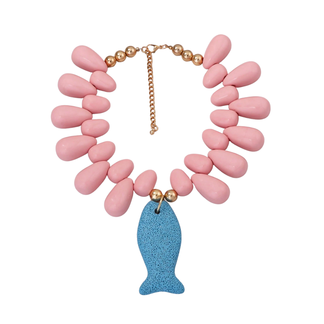 Corrine Fish Pendant Beaded Necklace