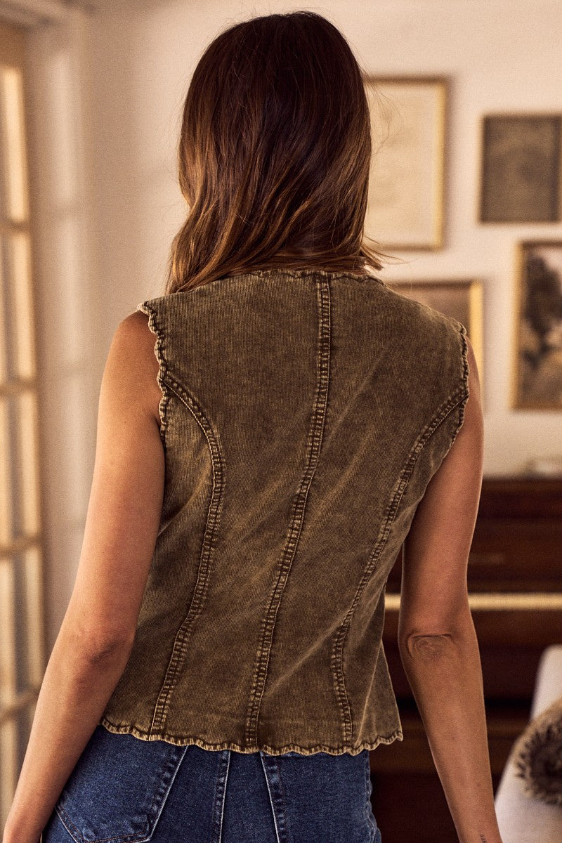 Corduroy Crush Button Front Vest