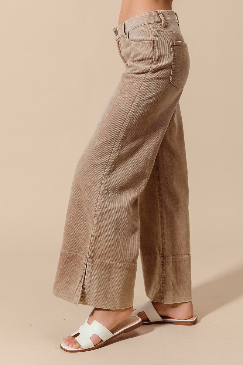 Briggs Wide Leg Flared Washed Corduroy Pants